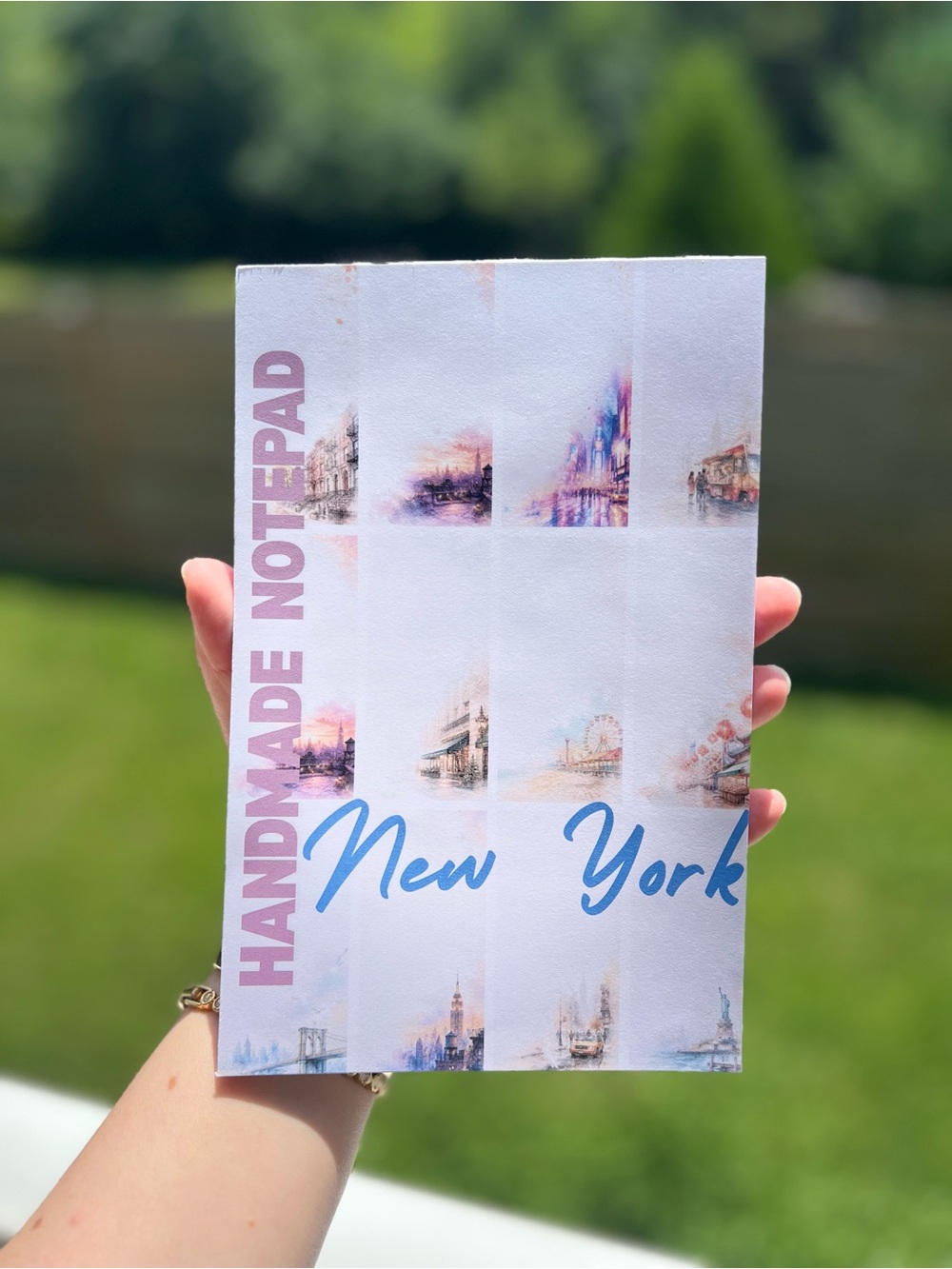 HANDMADE NOTEPAD New York - Blue and Pink Illustrated Notepad